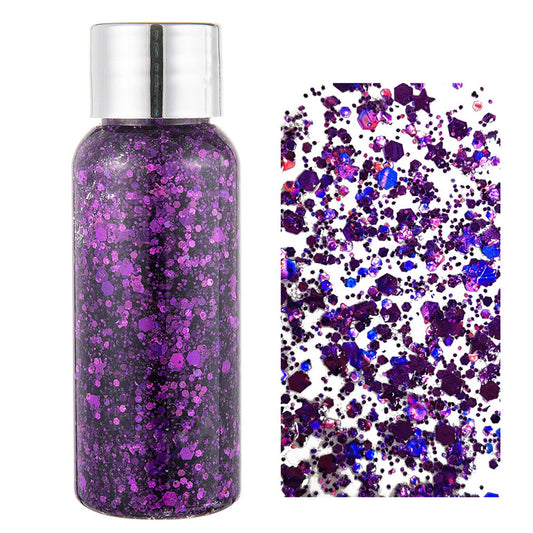 MAEPEOR Chunky Face Body Glitter Gel 19 Colors Mermaid Sequins Holographic Body Glitter Gel Long-Lasting Festival Makeup Glitter Paint for Face Body