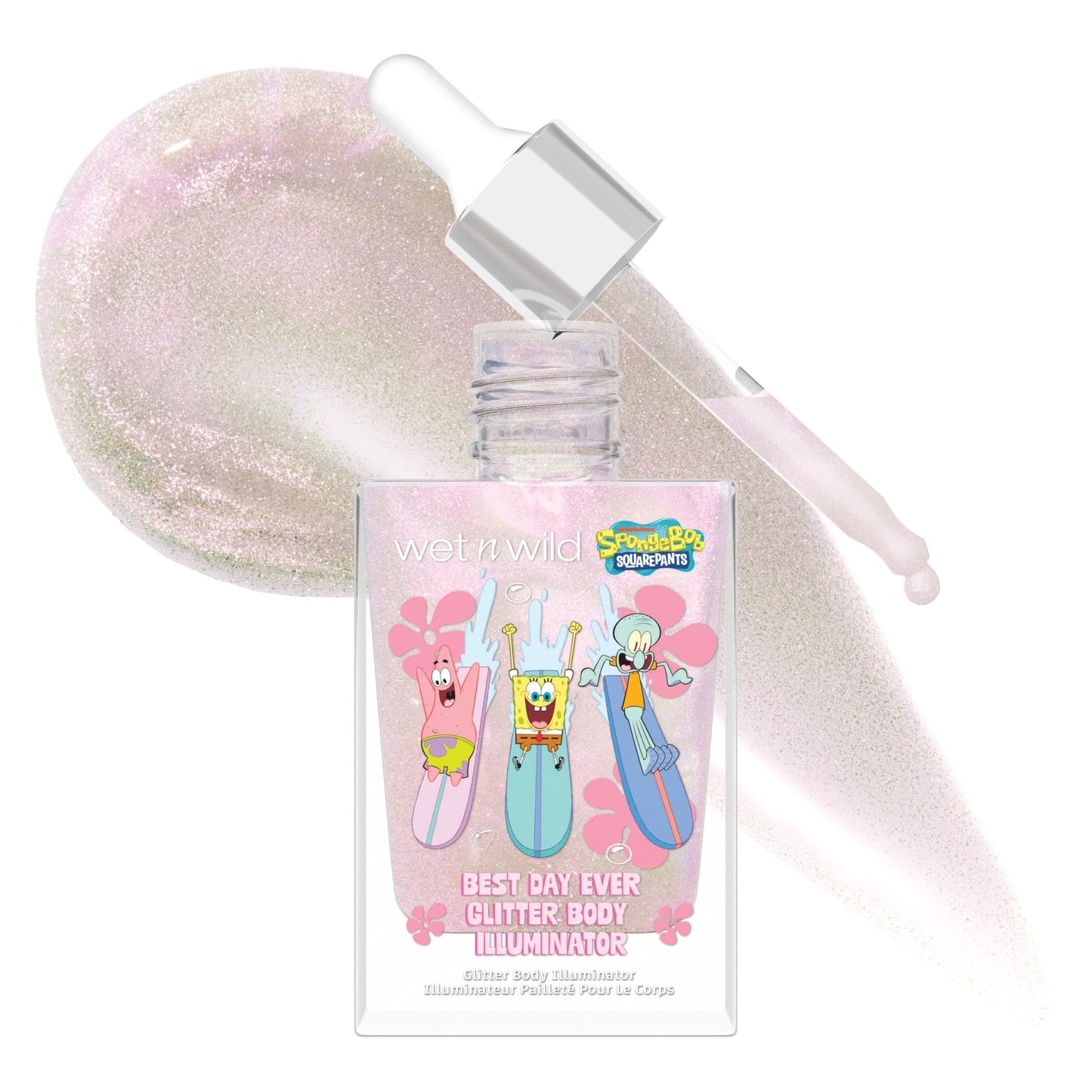 wet n wild Spongebob Best Day Ever Glitter Body Illuminator, Lightweight Non-Sticky Radiant Glow, Blendable Hydrating Formula