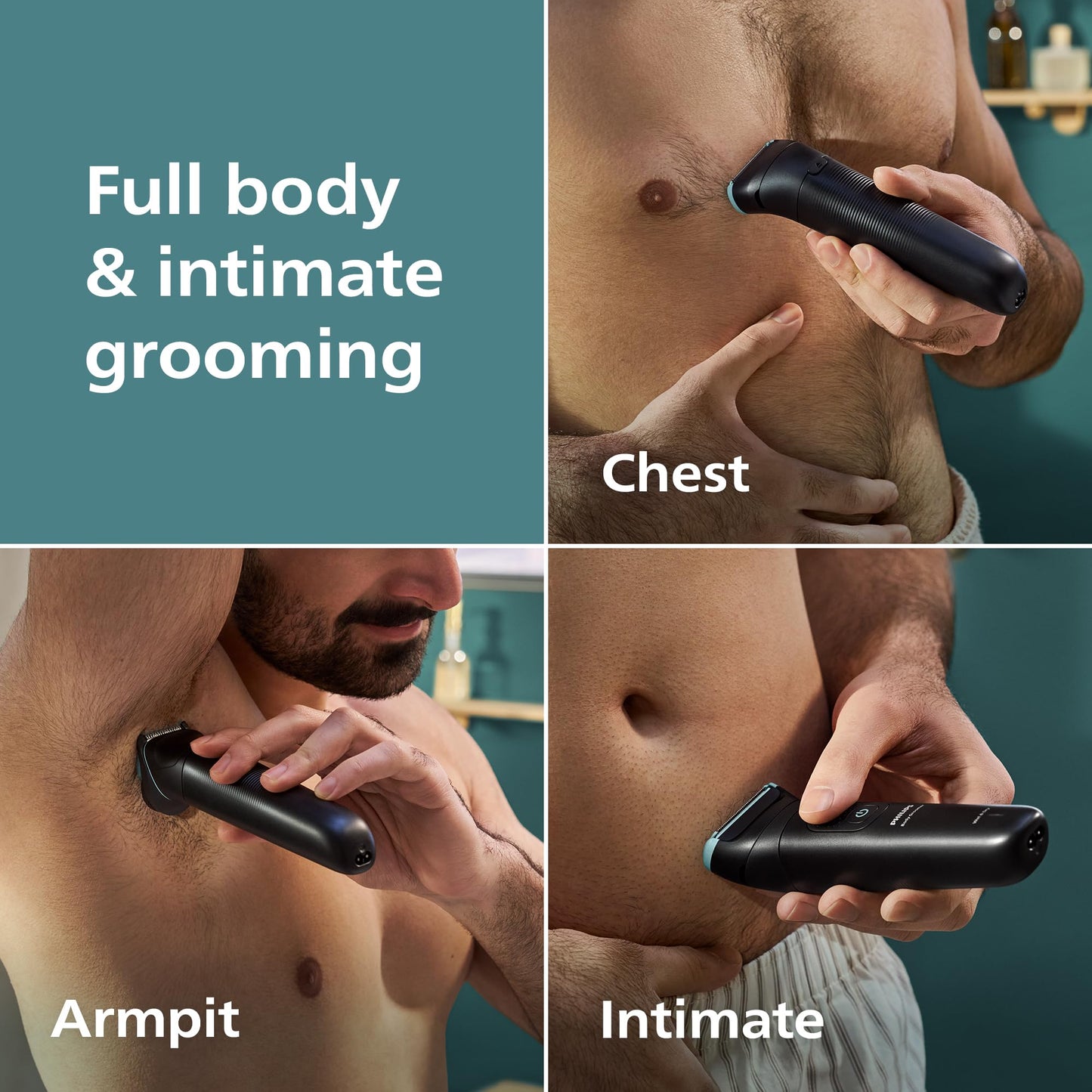 Philips Norelco Body Groomer 5000 Series, Intimate Hair Trimmer & Shaver for Men with Dual 100% Showerproof Full Body Shave & Trim Heads and Two Beauty and Personal Care Norelco