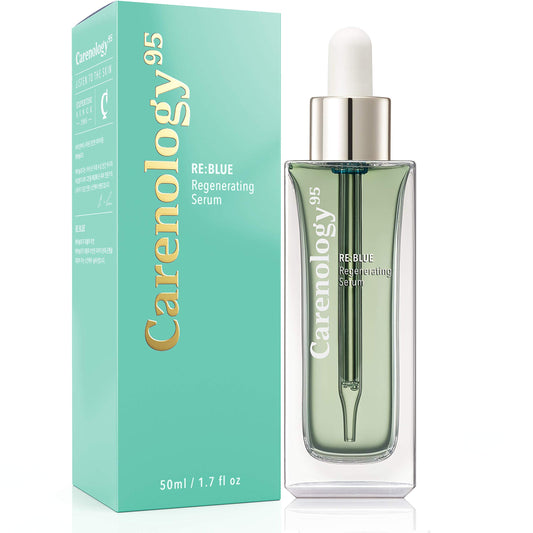 Carenology Blue Tansy Regenerating Organic Face Serum: Oil-Free, Antioxidant Natural Ingredients Witch Hazel, Neroli Oil, Beta glucan for Pure