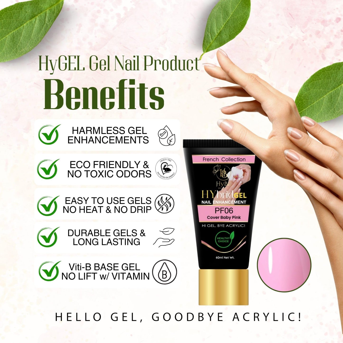 HyGEL 60ml Hybrid Gel, PF06 Cover Baby Pink Beauty & Personal Care HYBA