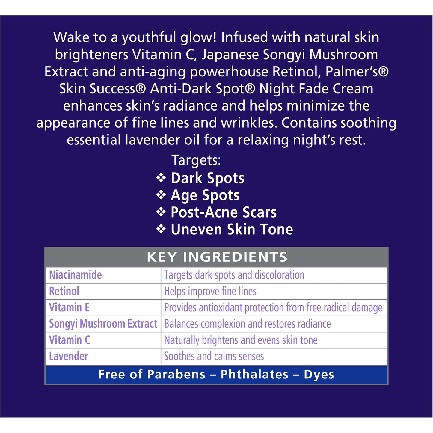 Palmer's Skin Success Anti-Dark Spot Nighttime Fade Cream with Retinol & Niacinamide, Dark Spot Corrector for Face, Night Moisturizer Helps Reduce