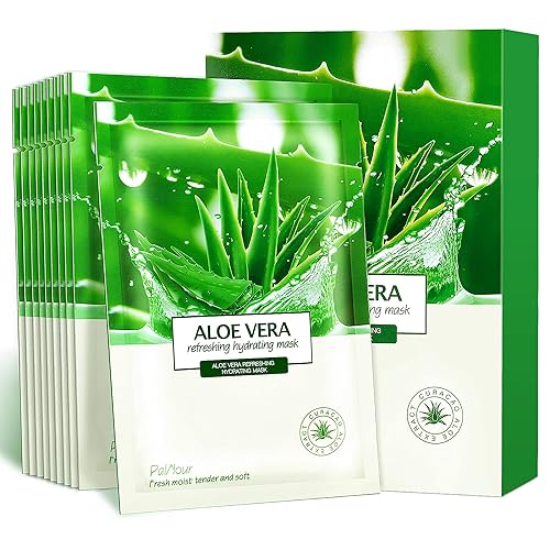 PalNour Aloe Facial Skincare Sheet Hydrating Moisturizing Revitalizing Facial Skincare Sheet for Dry, Oily, Sensitive and Tired Skin 25ml/0.8oz, Pack