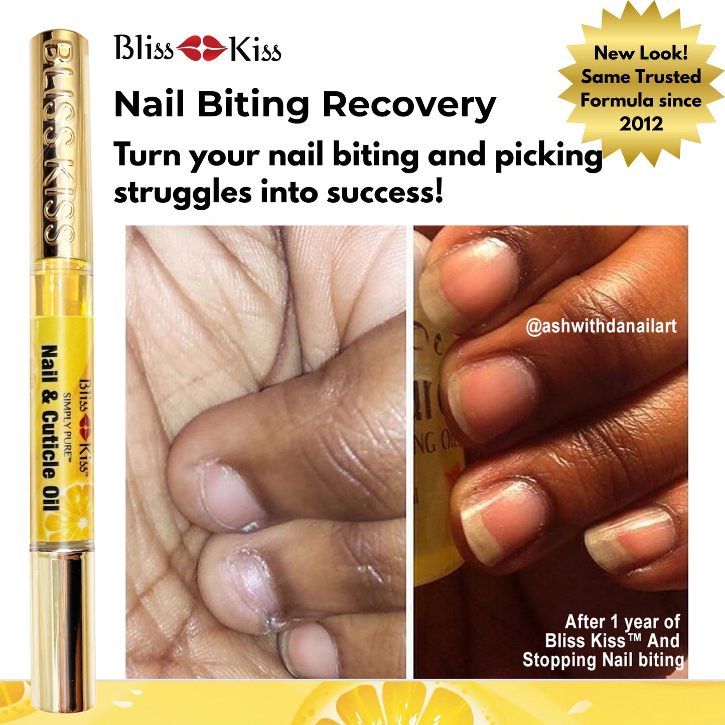 Bliss Kiss | Crisp Fragrance 4 Nail Oil Cuticle Pens w/Vitamin E & Jojoba?Nail Strengthener Nail Growth Treatment for Brittle Peeling Breaking Thin