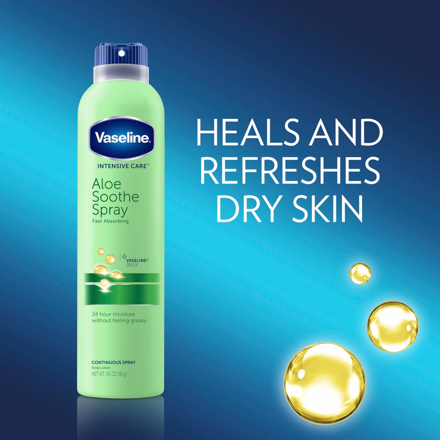 Vaseline Spray & Go Moisturizer, Aloe Fresh, 6.5 oz (Pack of 3)