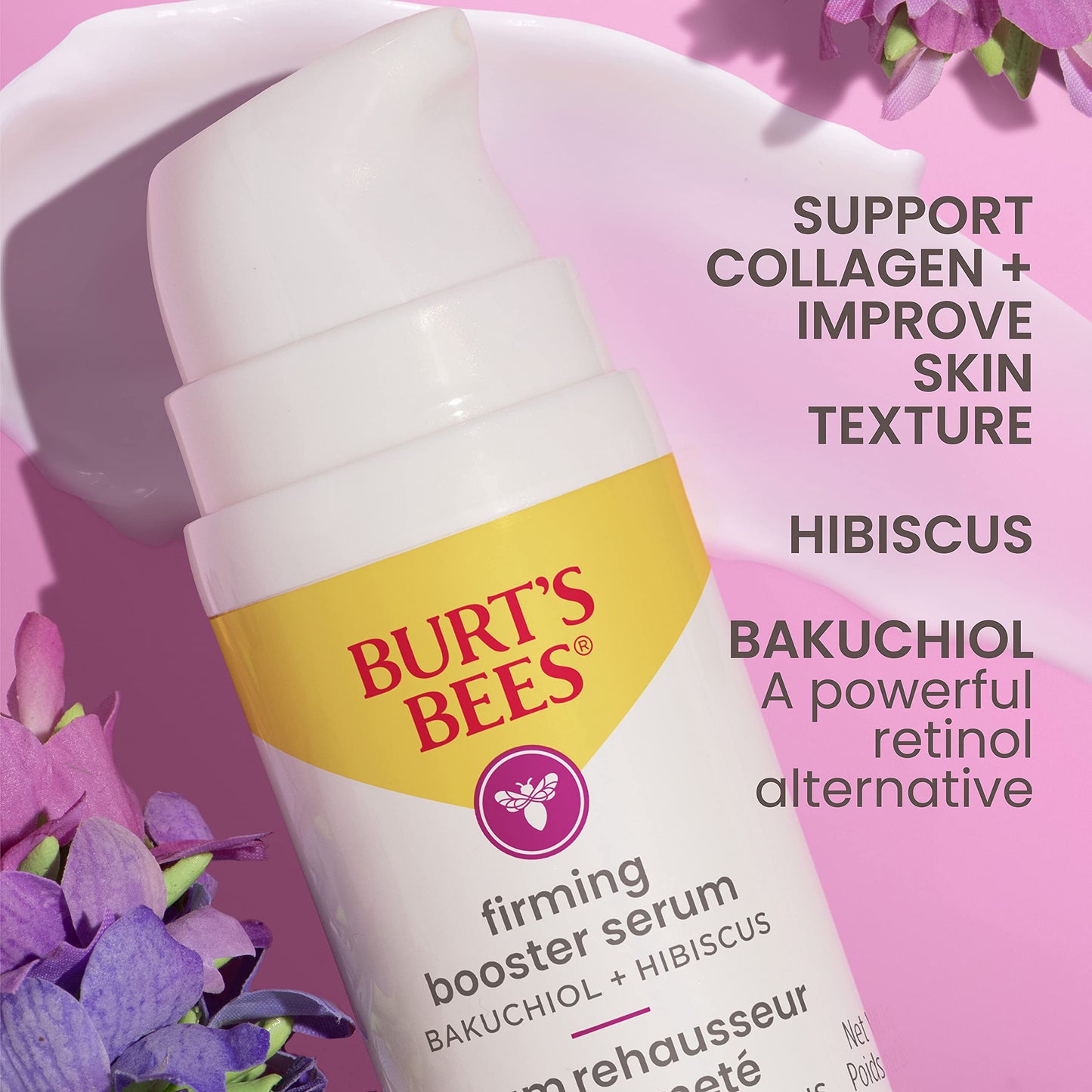 Burt's Bees Firming Collagen Face Serum, Natural Origin Retinol Alternative Improves Skin Texture & Supports Anti-Aging, with Bakuchiol, Lightweight