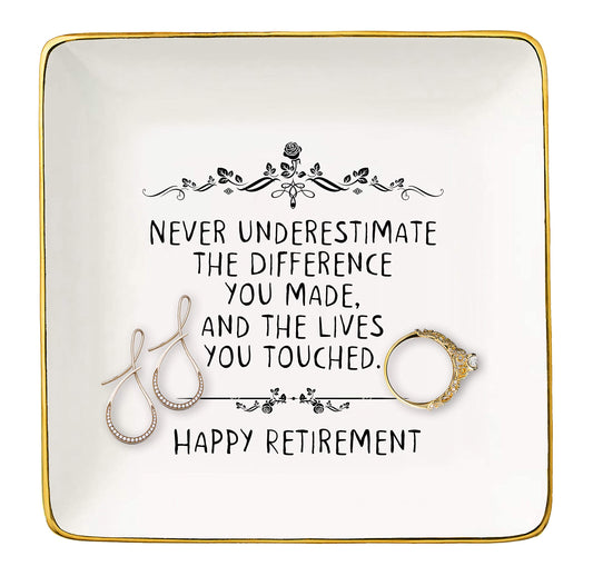 Retirement Gifts for Women-Jewelry Holder Ring Dish Trinket Tray-Retirement Appreciation Gift for Mom Boss…