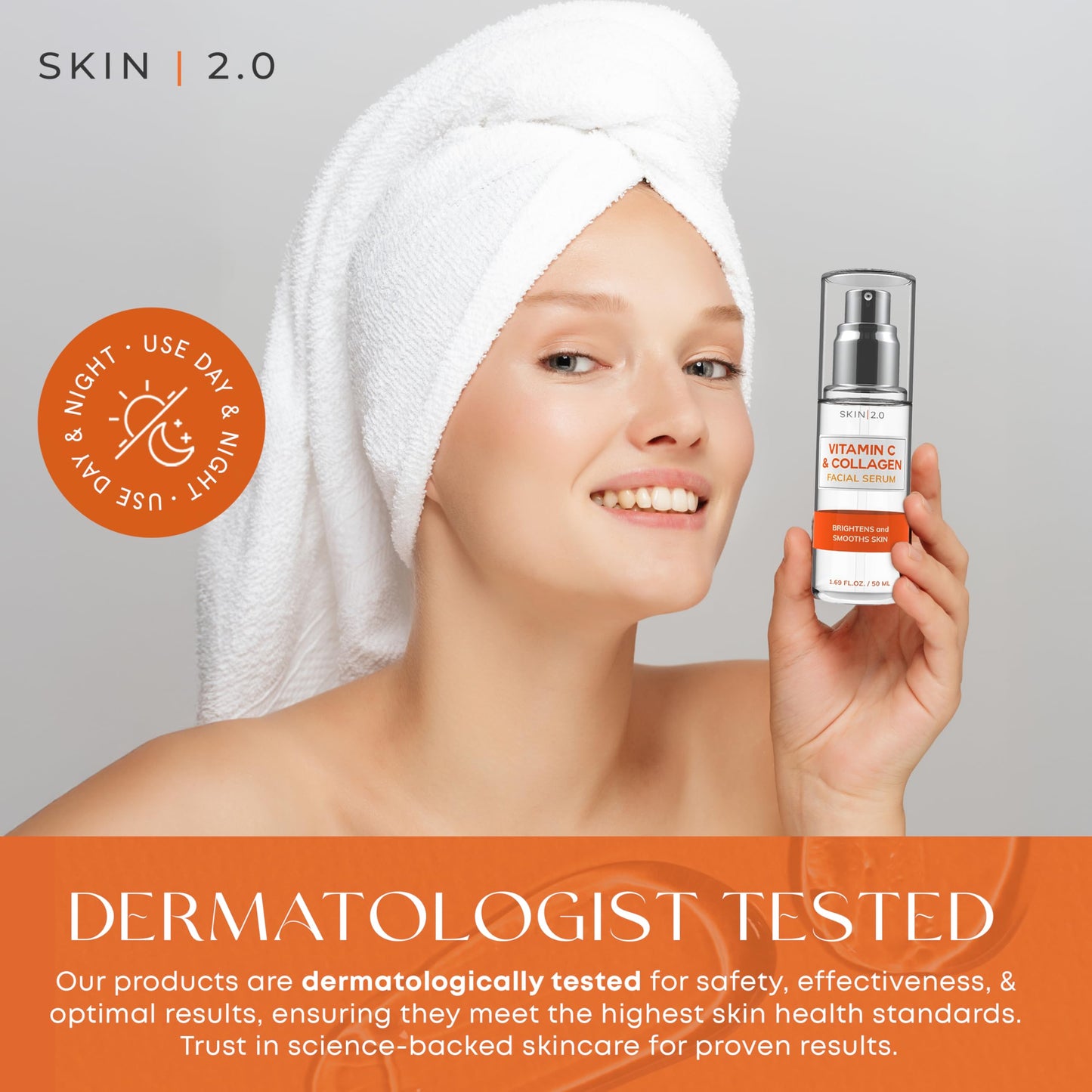 Skin 2.0 Vitamin C Serum - Dermatologist Tested, Anti-Aging & Dark Spot Remover - Brightening, Clean Beauty, Cruelty-Free, Korean Skincare for Glass