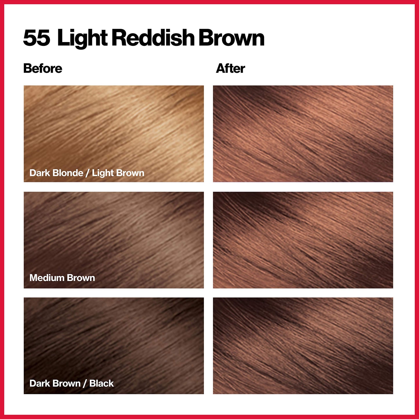 Revlon Permanent Hair Color, Permanent Hair Dye, Colorsilk with 100% Gray Coverage, Ammonia-Free, Keratin and Amino Acids, 55 Light Reddish Brown, 4.4