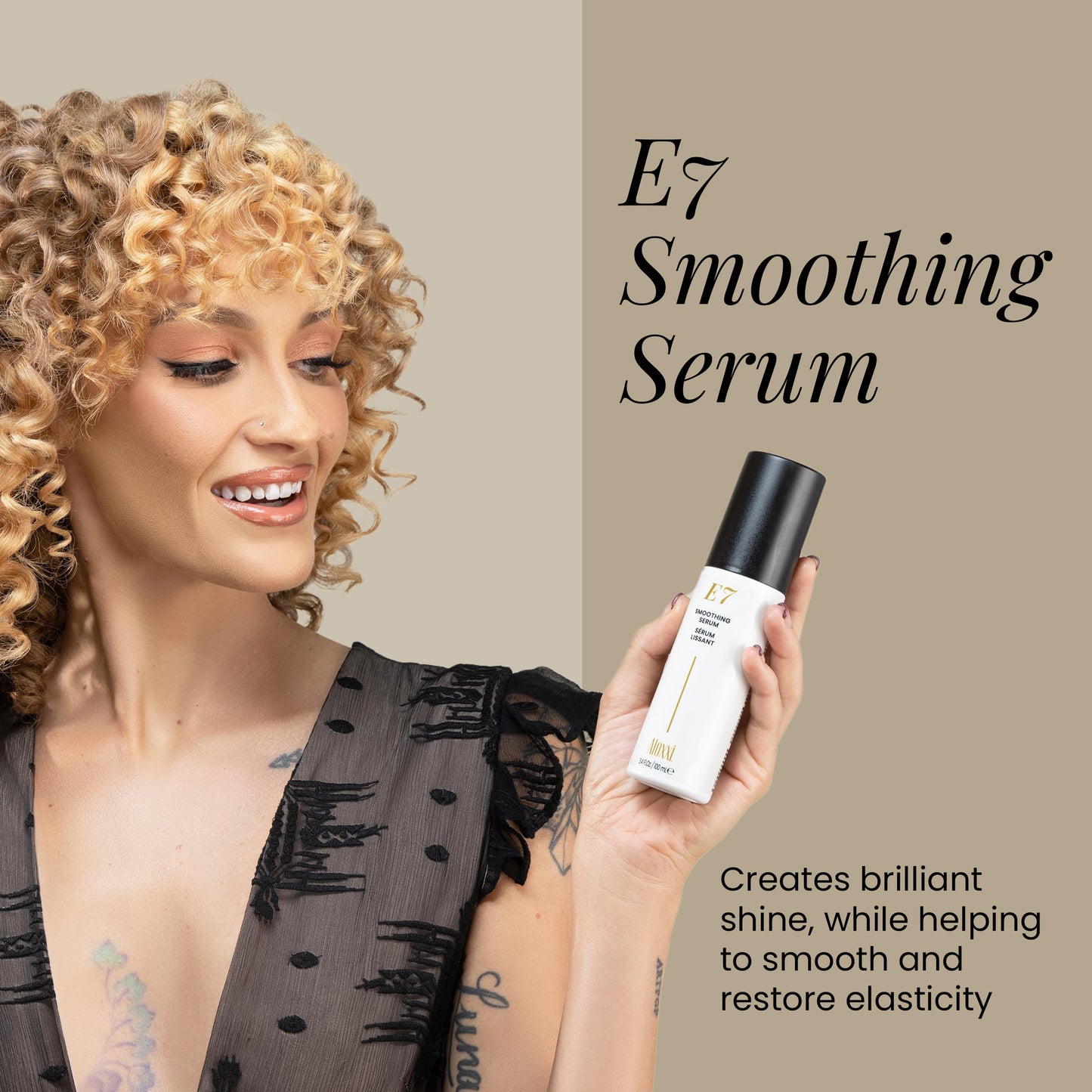 ALOXXI E7 Smoothing Serum, Lightweight Hair Serum with 7 Essential Oils, Smoothes, Strengthens & Adds Shine, for All Hair Types, 3.4 Fl Oz