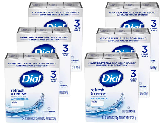 Dial White Antibacterial Deodorant Bar Soap 3 pk (Pack of 18)