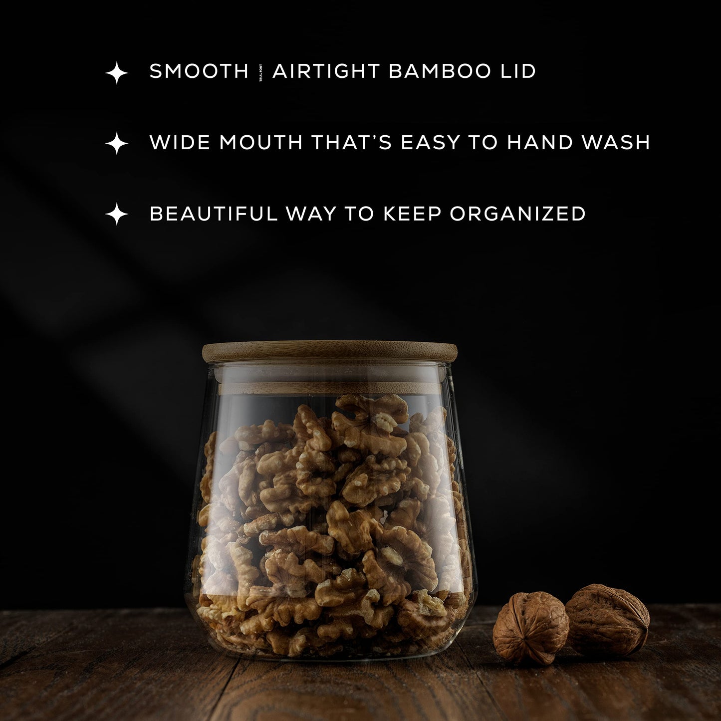 JoyJolt Cookie Jar. 1 Large Glass Jars With Bamboo Lids Set. For Kitchen Counter, Rice Jar, Candy Jar, Flour and Sugar Containers Canisters, 31-OZ…