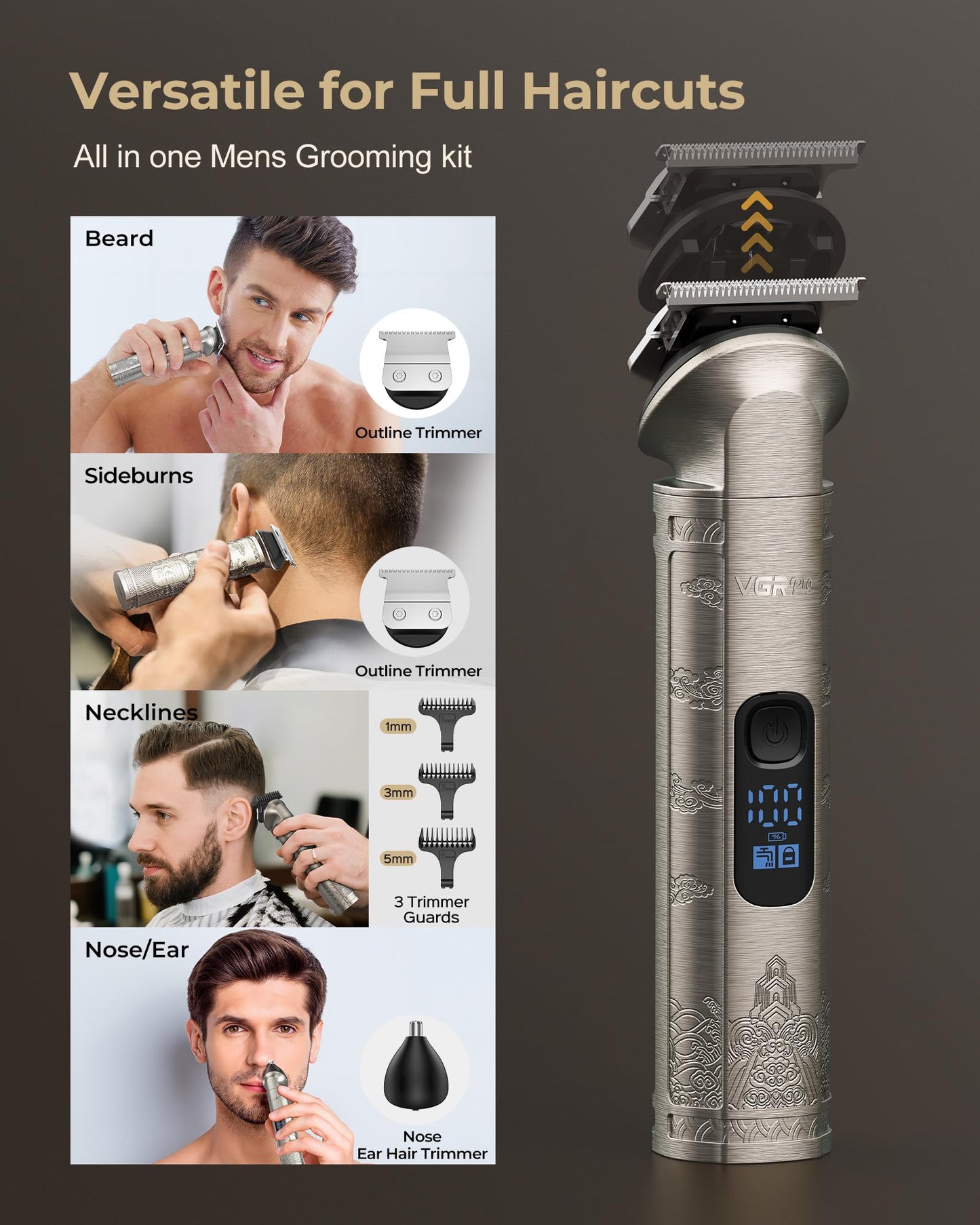 VGRPRO Hair Clippers for Men Professional, Cordless Hair Clippers for Hair Cutting, Mens Clippers and Trimmers Set, Electric Hair Trimmer for Men Beauty and Personal Care VGRPRO