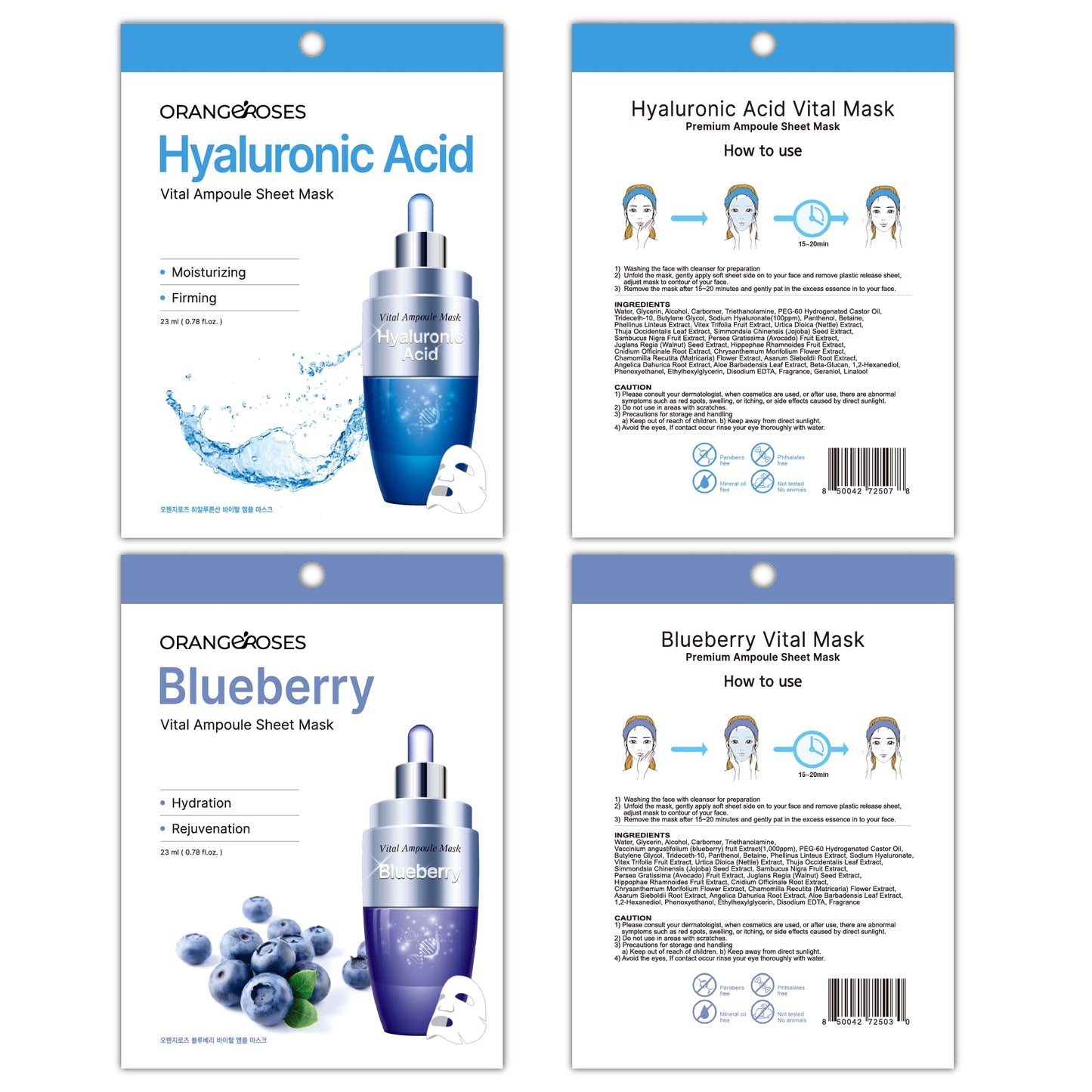 OBS Lab Orangeroses 30-Pc Sheet Mask Combo – Korean Facial Skincare for Moisturization, Wrinkle Care & Brightening | Simple & Effective Routine