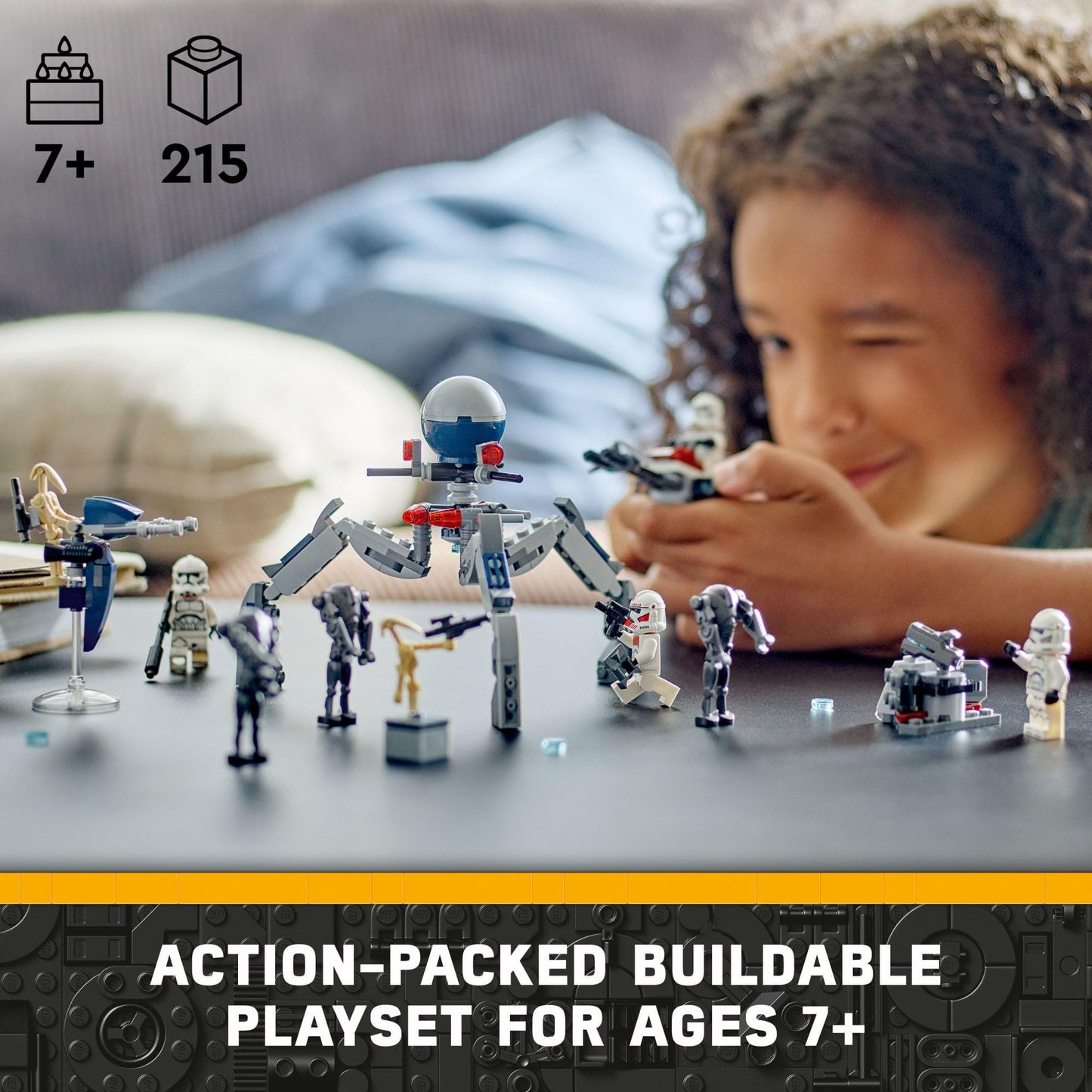 LEGO Star Wars Clone Trooper & Battle Droid Battle Pack 75372, Buildable Speeder Bike, Tri-Droid & Post, Gift for Kids Ages 7+