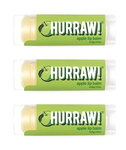 Hurraw! Apple Lip Balm, 3 Pack: Organic, Certified Vegan, Cruelty and Gluten Free. Non-GMO, 100% Natural Ingredients. Bee, Shea, Soy and Palm Free.