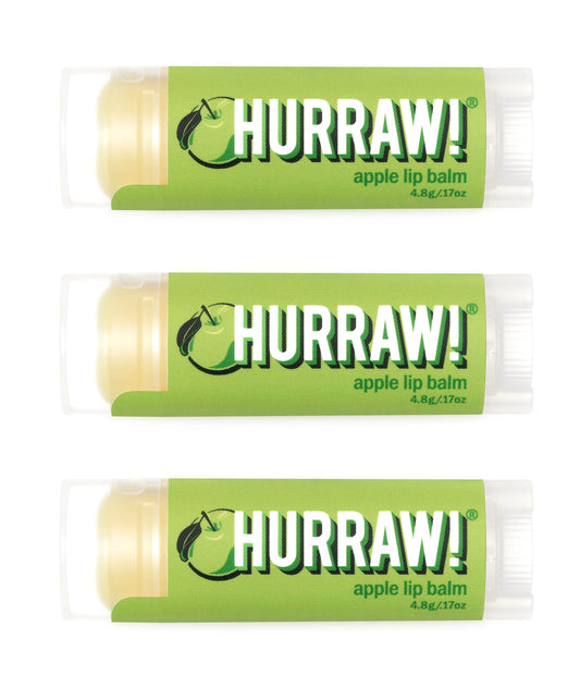 Hurraw! Apple Lip Balm, 3 Pack: Organic, Certified Vegan, Cruelty and Gluten Free. Non-GMO, 100% Natural Ingredients. Bee, Shea, Soy and Palm Free.