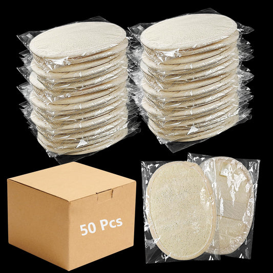 (50 Pcs) Kheoxusa Loofah Individually Wrapped,Individually Wrapped Loofahs,Individually Wrapped Loofah Exfoliating Body Scrubbers,Natural Loofah Luffa Beauty and Personal Care Kheoxusa