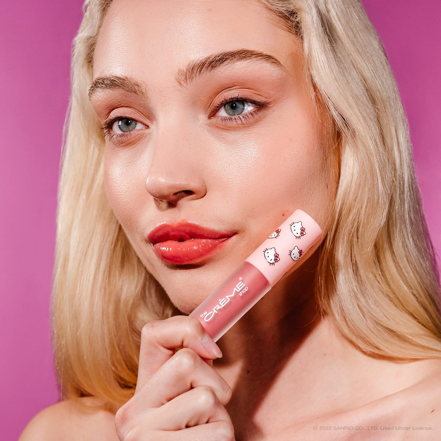 The Crème Shop x Hello Kitty | Kawaii Kiss Moisturizing Lip Oil - Strawberry | Ultra Hydrating Lip Moisturizer | Cool-Toned Mauve Pink Tinted Lip