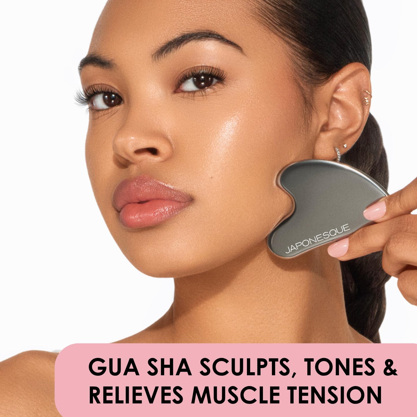 JAPONESQUE SKINTherapy Contouring Facial Tool V Roller for Lymphatic Drainage, Facial Massage, Relieves Tension and Improves Absorption of Skin Care