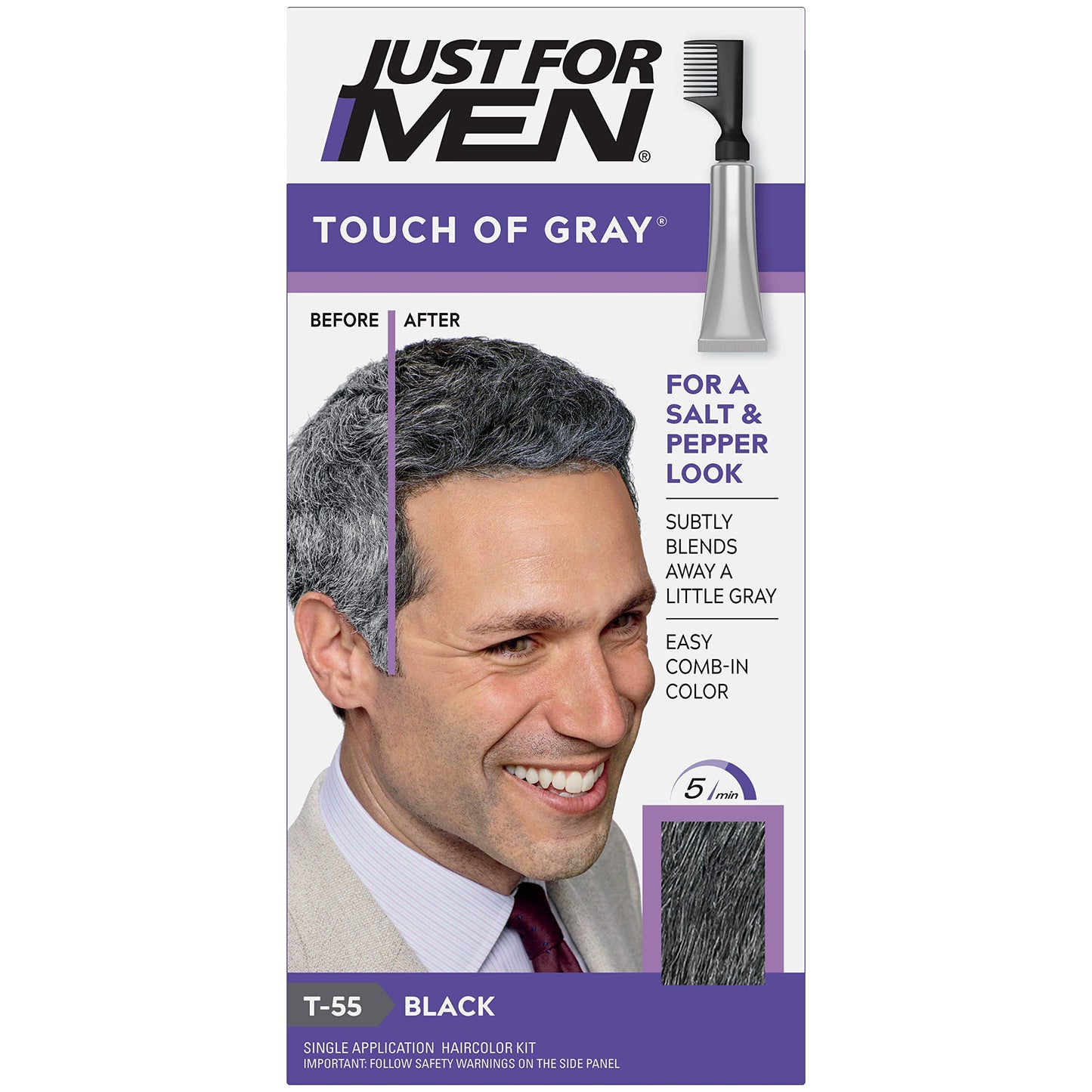 Just For Men Touch of Gray Men's Hair Color, Dark Brown-Black
