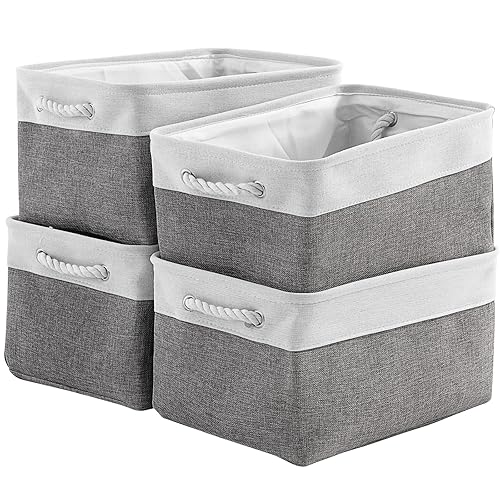 Sacyic Storage Basket 16x12x8 inch Fabric Sturdy Canvas Storage Bins Organizer with Handles for Clothes and Storage Foldable Storage Boxes Cubes