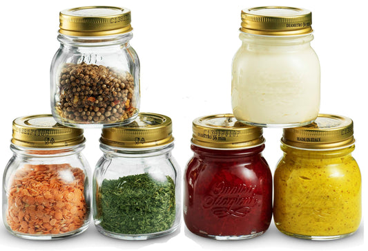 Bormioli Rocco Quattro Stagioni Small Glass Mason Jars 5 Ounce Mini Jars (6-Pack) with Metal Airtight Lid, For Jam, Jelly, baby food, Crafts, Spices…