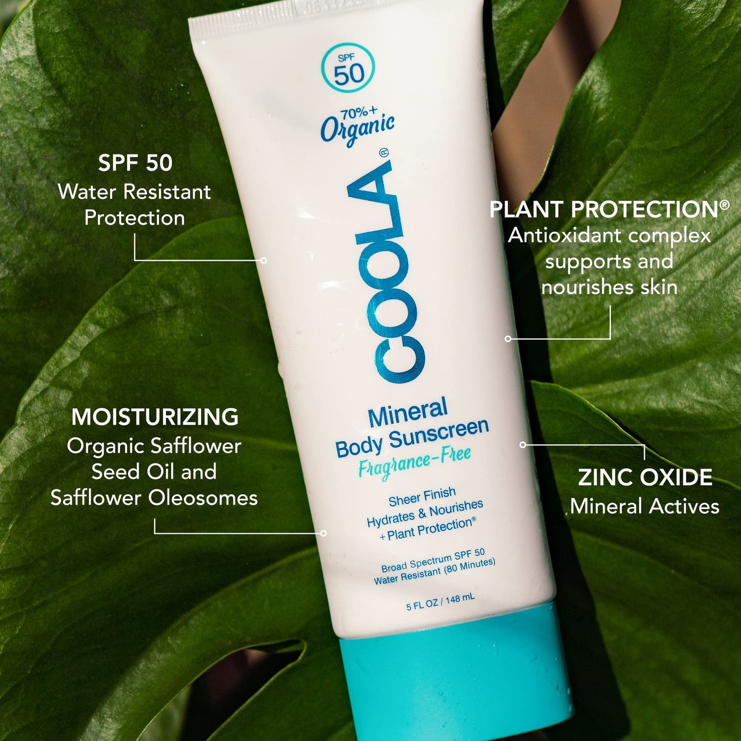 COOLA Organic Mineral Sunscreen SPF 50 Sunblock Body Lotion, Dermatologist Tested Skin Care For Daily Protection, Vegan and Gluten Free, Fragrance