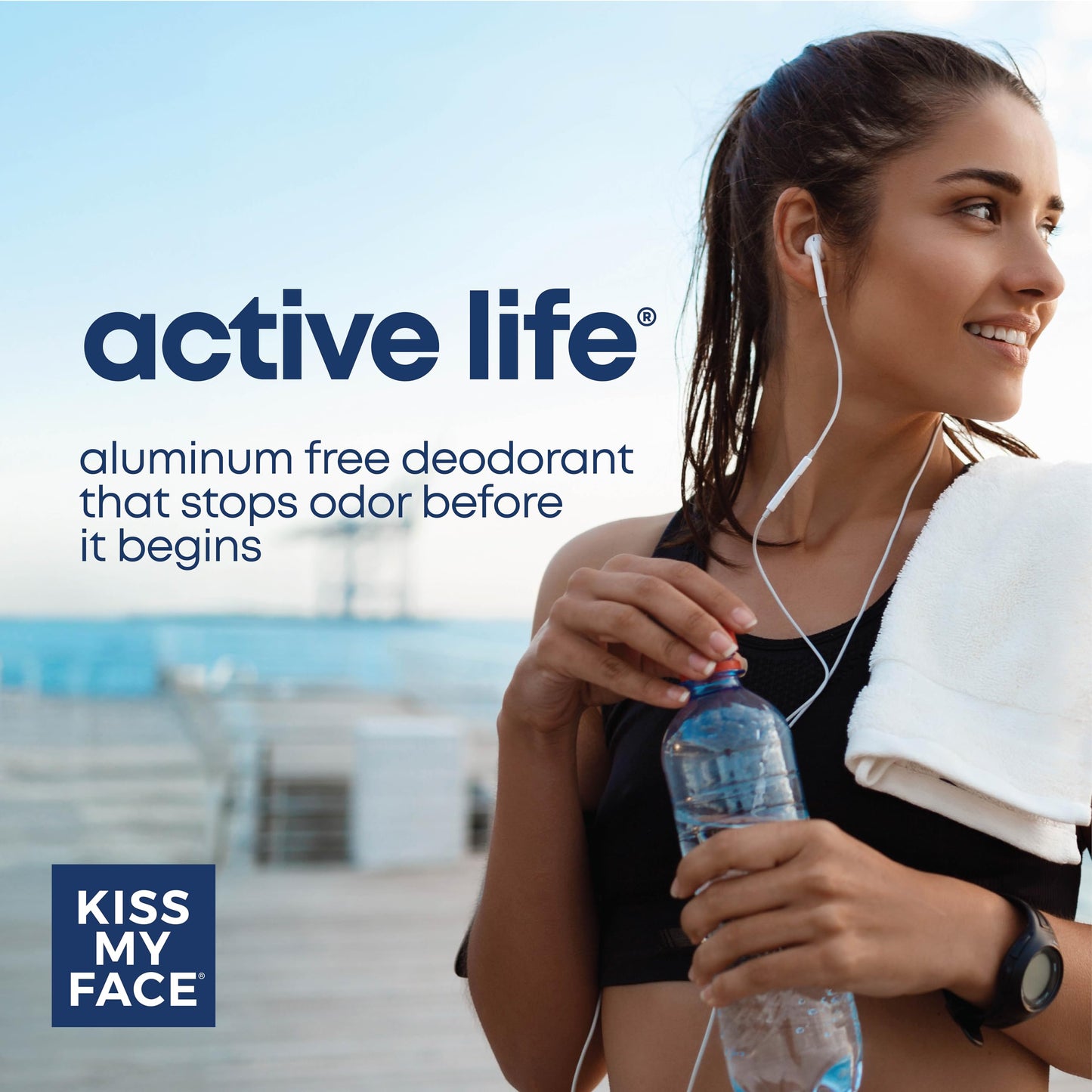 Kiss My Face Active Life Deodorant Contains Naturally Derived Ingredients, 72 Hour Odor Control | Deodorant for Women and Men, Aluminum Free