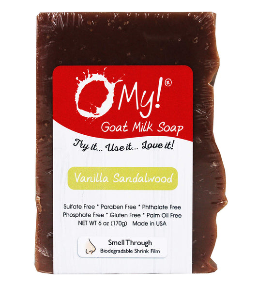 O My! Goat Milk Soap 6oz Bar - Vanilla Sandalwood | Made with Farm-Fresh Goat Milk | Moisturizes dry skin | Gently Exfoliates | Paraben Free | Leaping