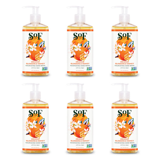 SoF Nourishing Hand Wash - With Moisturizing Sea Algae, Coconut & Olive Oil- Vegan & Non GMO- Free From Phthalates, Sulfates & Parabens- Orange