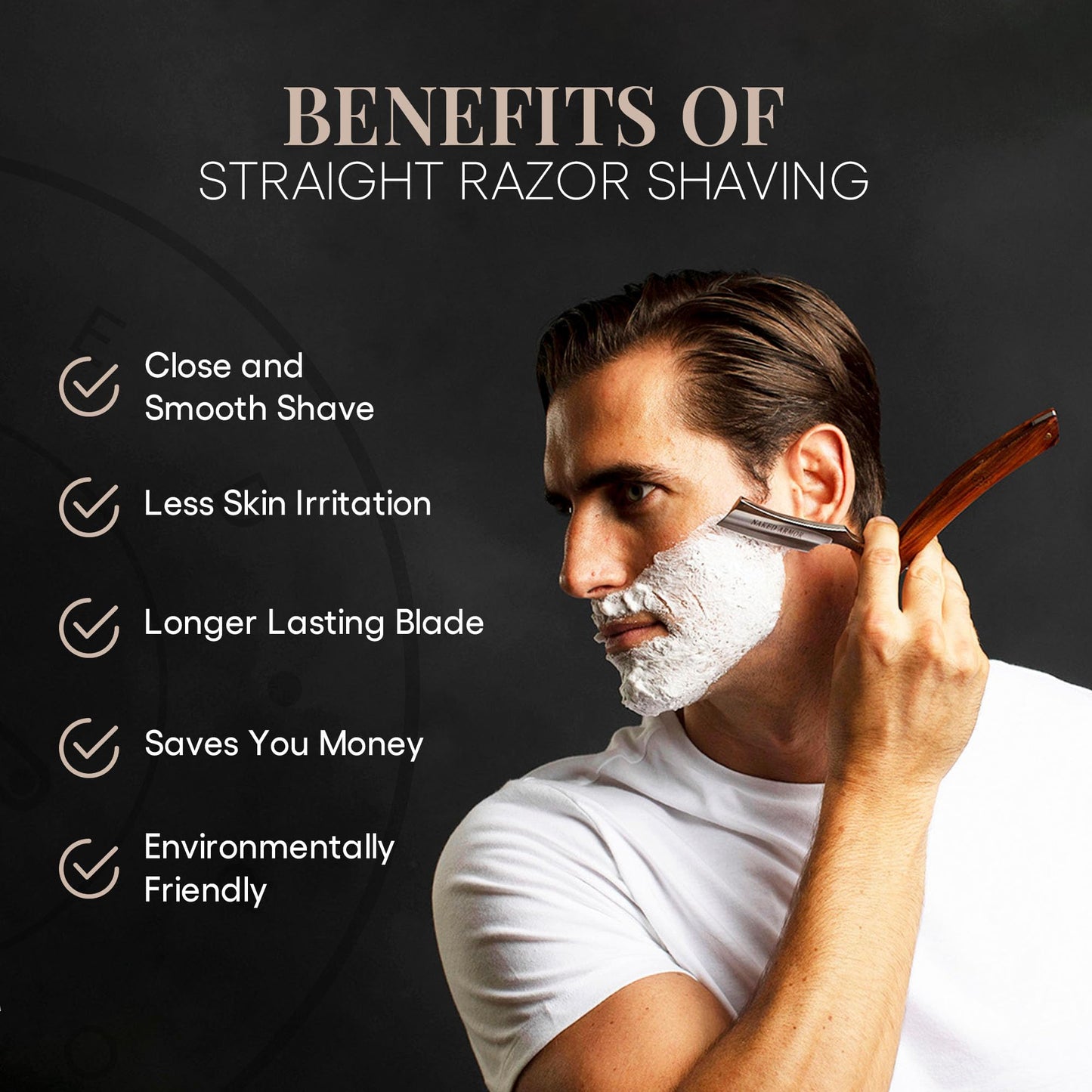 Naked Armor Thor Straight Razor - Shave Ready 7/8" French Nose Japanese Stainless Steel Straight Razors for Men with Redwood Scale, Case Included Beauty and Personal Care Naked Armor