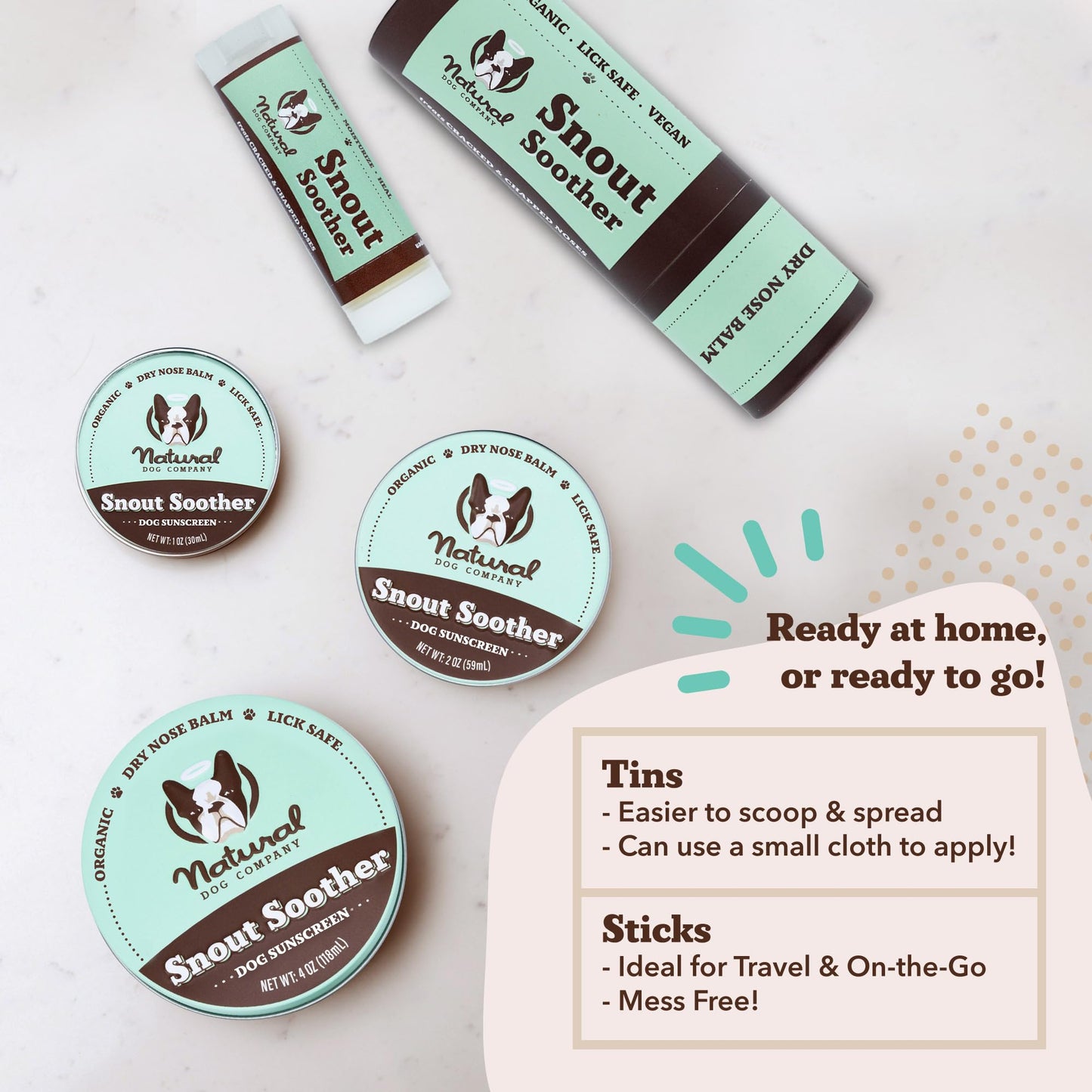 Natural Dog Company Snout Soother Nose Balm – Lick-Safe Wax & Cream for Dry, Cracked Dog Noses, Moisturizes with Shea Butter & Coconut Oil, Made in USA, 0.15 oz Stick
