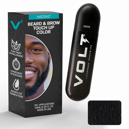 VOLT Grooming Temporary Instant Beard Color for Men, Quick Drying Plant-Based Brush On Beard, Hair, Mustache & Eyebrow Color, Safe for Sensitive Skin