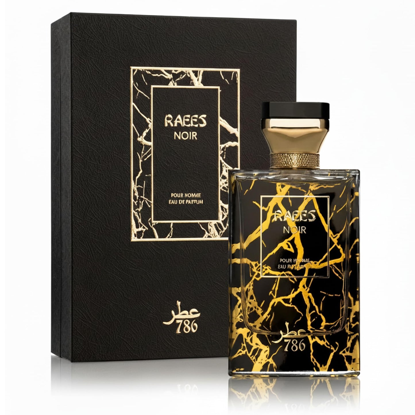 Jo Milano Raees Noir Eau De Parfum Spray | 3.4 oz (100ml) | Warm Spicy, Patchouli, Saffron, Oud Scent | Long Lasting Fragrance for Men