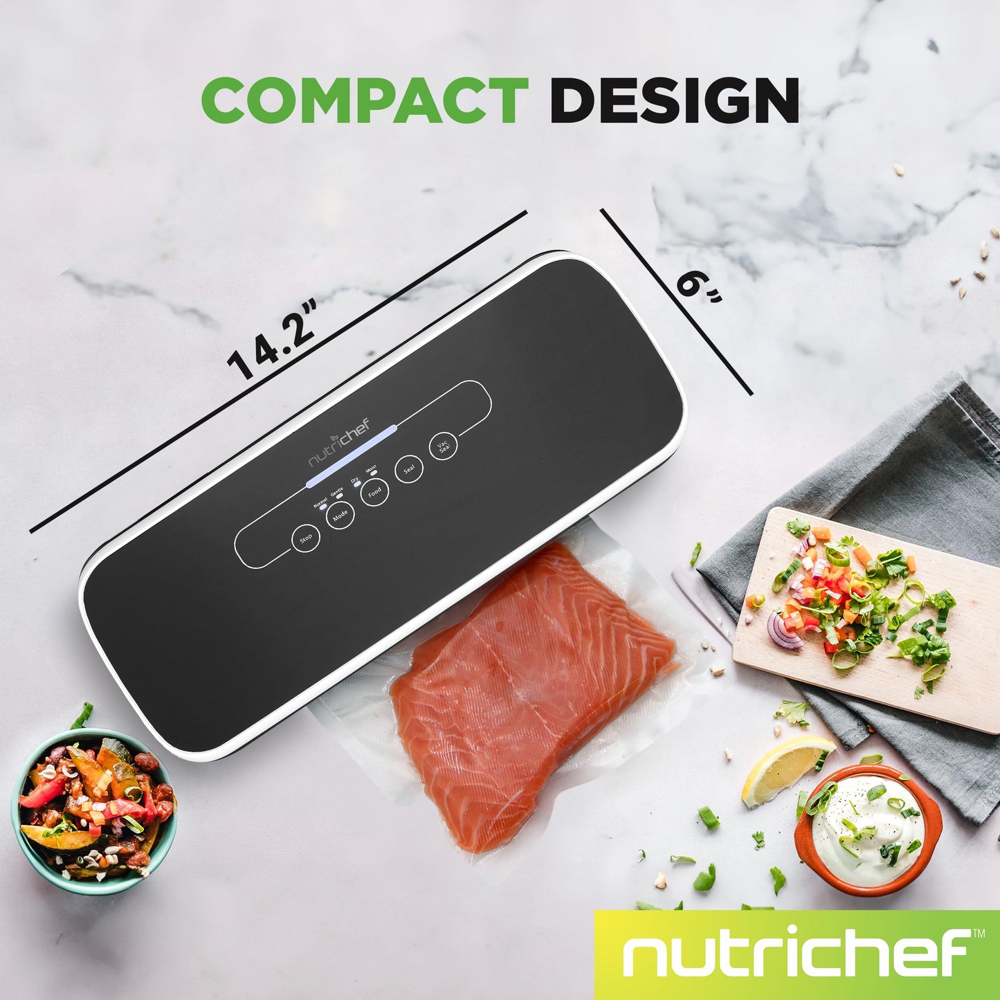 NutriChef Automatic Vacuum Air Sealing System for Food Preservation with Starter Kit, Compact Design, Lab Tested, Dry & Moist Food Modes with Led…