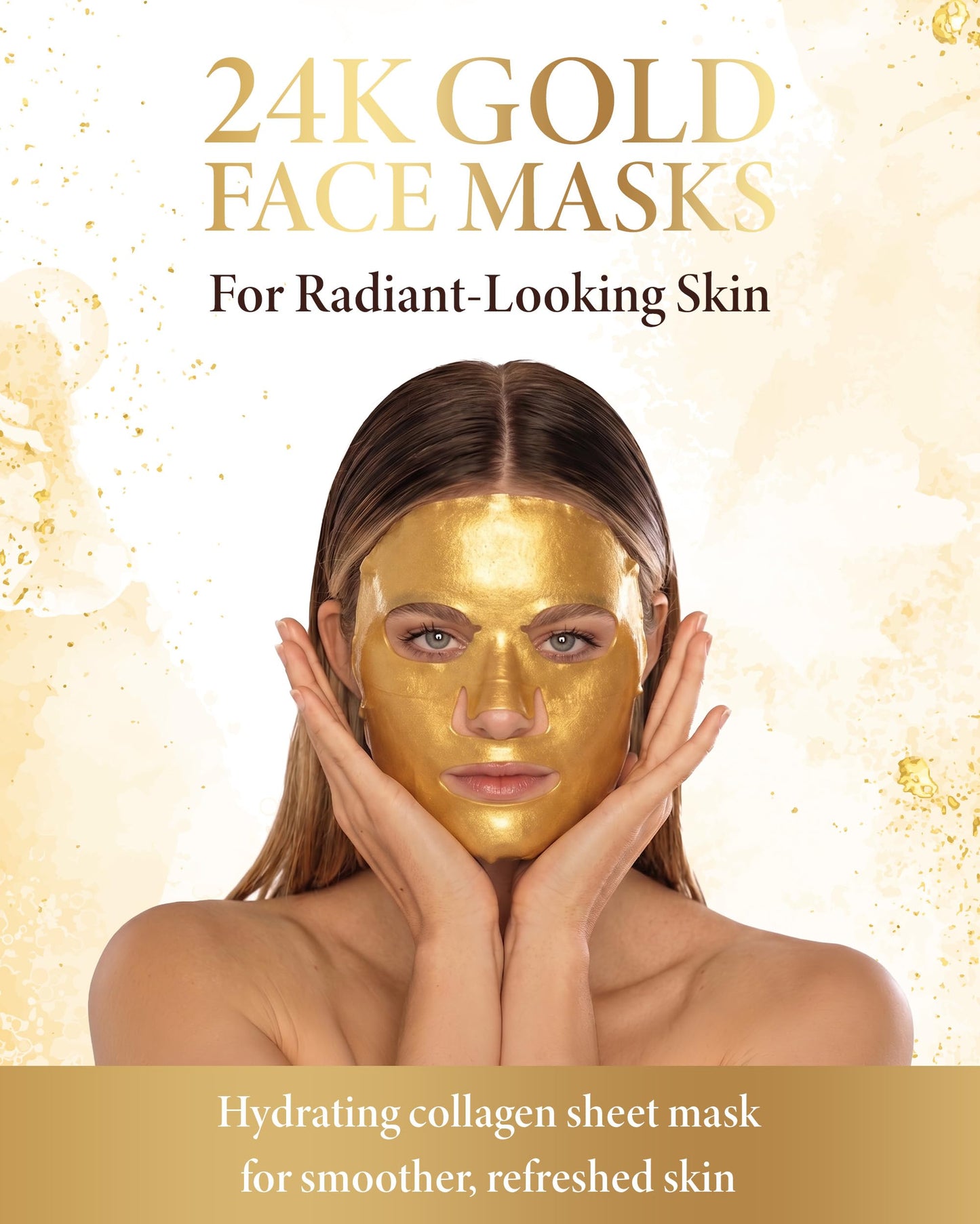 AICHUN BEAUTY 24K Gold Face Mask - Collagen Gel Face Mask Sheet Patch to Reduce the Look of Fine Lines & Wrinkles - Hydrating Face Gel Mask for All