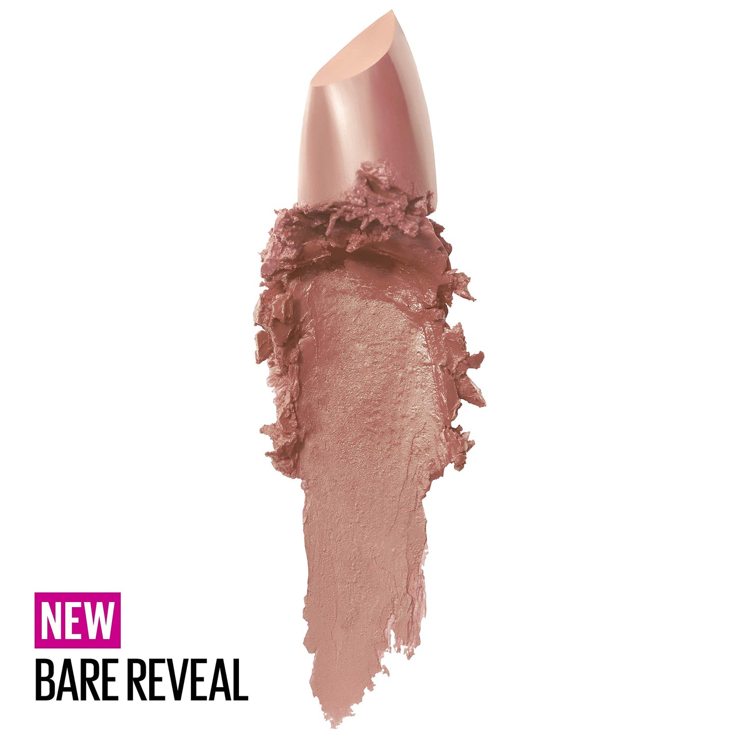 Maybelline Color Sensational Lipstick, Lip Makeup, Cream Finish, Hydrating Lipstick, Nude, Pink, Red, Plum Lip Color, Bare Reveal, 0.15 oz; (Packaging