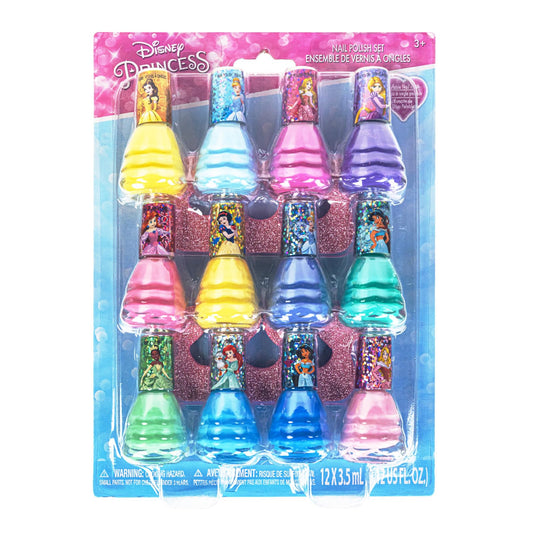 Townley Girl Disney Princess Non-Toxic Water-Based Peel-Off Quick Dry Nail Polish with Nail Separators|Gift Kit Set for Kids Girls|14 Pc Set - Perfect