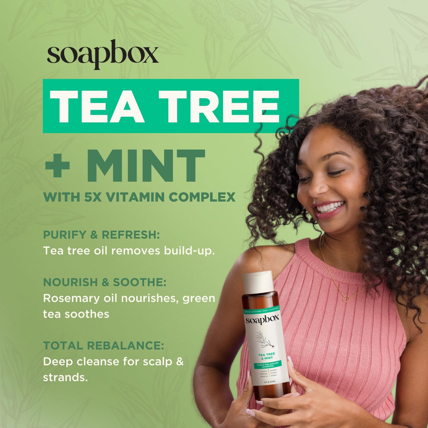 Soapbox Tea Tree Oil & Mint Shampoo & Conditioner Set, Leaves Hair & Scalp Balanced & Soothed - Clean Ingredients Free of Harsh Chemicals, Sulfates