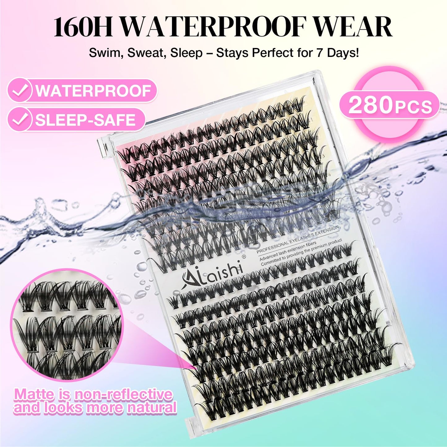 Lash Clusters Kit, DIY Cluster Eyelash Extensions 9‑16mm, 30D+40D, 280pcs, D Curl Natural Volume Lashes with Lash Bond and Seal, Tweezers-Waterproof Beauty and Personal Care AILAISHI