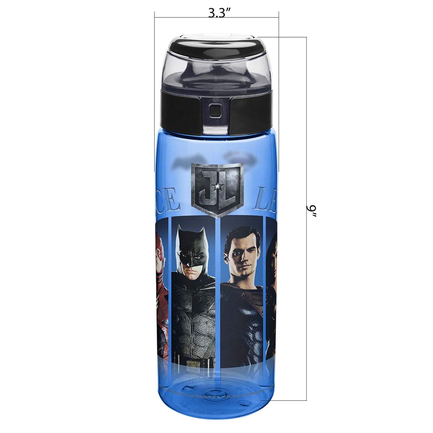 Zak Designs JLMA-K950 DC Comics Justice League Movie BPA Free Water Bottle with Loop 25 Ounce, Multicolor, Single