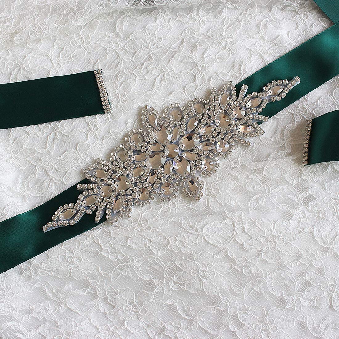 Ulalaza Women Prom Evening Dress Decorative Waistband Bridal Crystal Sashes Wedding Belt Sash with Rhinestones