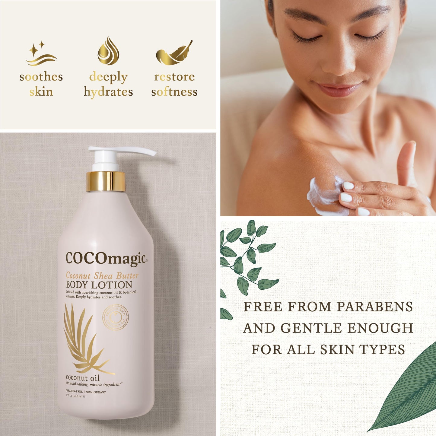 Cocomagic Coconut Shea Butter Body Lotion | Deeply Hydrating & Non-Greasy Moisturizer for Soft, Smooth Skin | Paraben-Free & Gentle for All Skin Types
