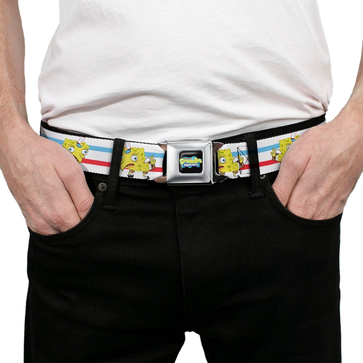 Buckle-Down Standard Seatbelt Belt Spongebob Squarepants Regular, 1.5" Wide-Fits Pant Size 24-38