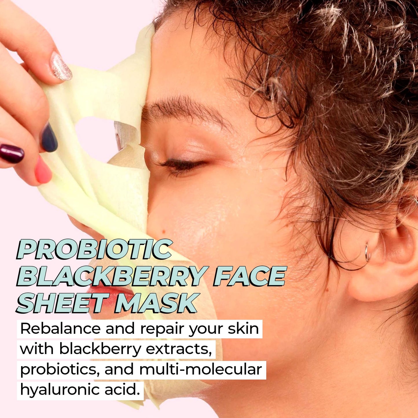 Vitamasques Probiotic Blackberry Face Sheet Mask 7 Pack - Korean Skin Care Facial Mask Rebalances & Repairs Skin with Multi Molecular Hyaluronic Acid