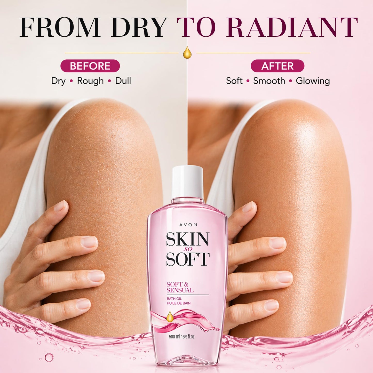 AVON Skin So Soft Soft & Sensual Bath Oil with Argan- Moisturizing Shower Oil for Dry Skin - Hydrating in & After-Shower Care for Women & Men -Non Beauty and Personal Care AVON