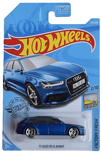 Hot Wheels 1:64 Scale Die-Cast Car Model Audi RS 6 Avant 2017 Blue, 4 x 7 x 2 Inches, Unisex Children
