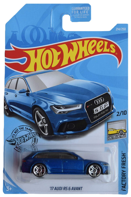 Hot Wheels 1:64 Scale Die-Cast Car Model Audi RS 6 Avant 2017 Blue, 4 x 7 x 2 Inches, Unisex Children