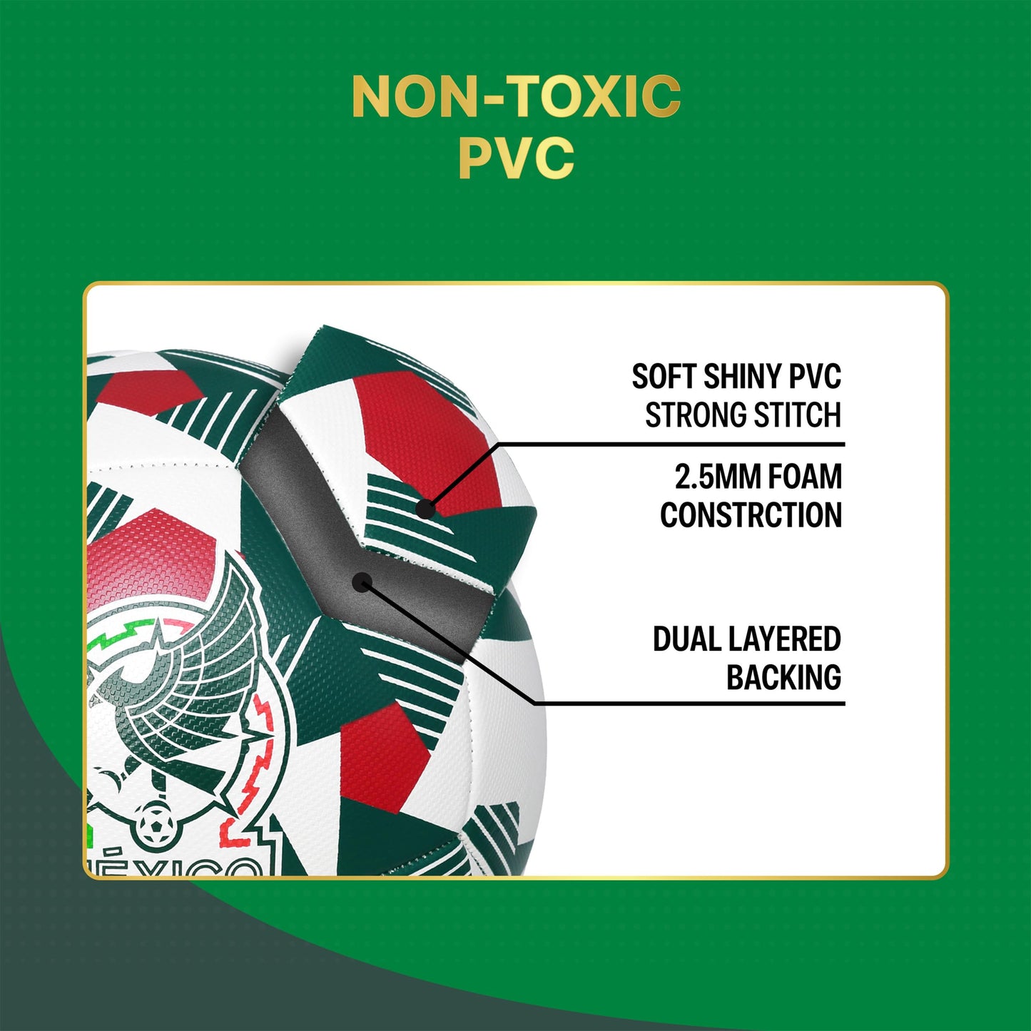 Icon Sports Official Mexico Soccer Ball - FMF144BL White Size 5